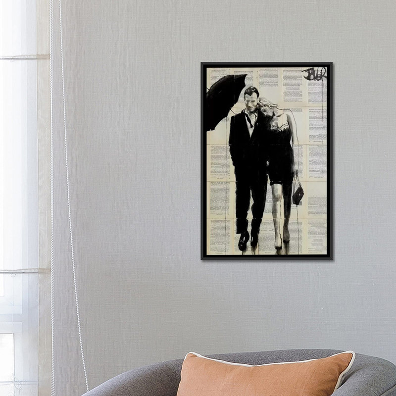 Impression d’art graphique, "each other" par Loui, Pas de tapis, H 26 po x l 18 po x 1,5 po, Toile avec cadre noir