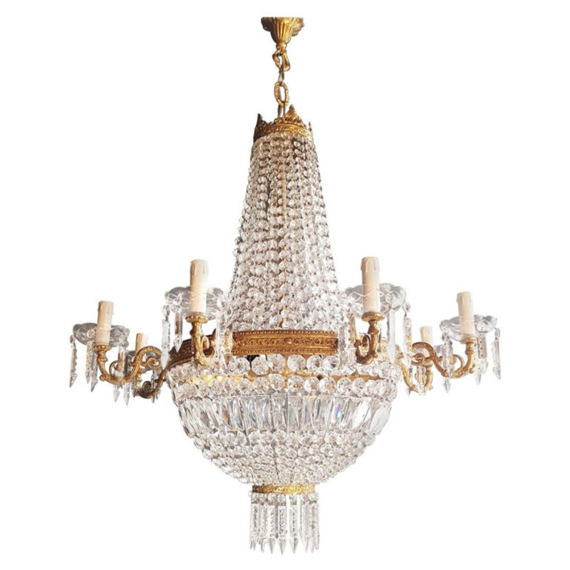 Lustre suspendu Montgolfier, Laiton, Gelé, 40" Diameter x 43" Height