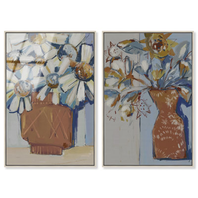 Abstract Flowers Set High-Gloss Frameless Acrylic Glass Wall Art Abstract Print by Oliver Gal, Ready to Hang, 10 x 15