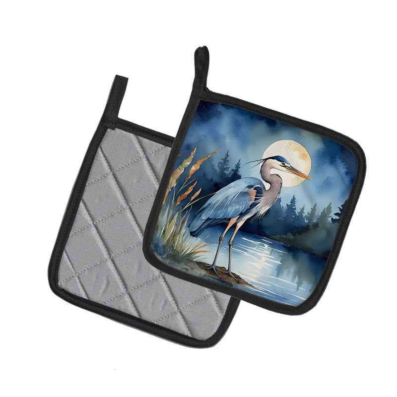 Paire de poignées Blue Heron Under the Moonlight