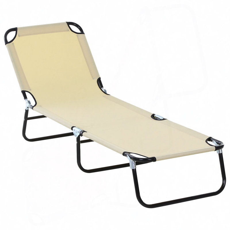 Foldable Outdoor Chaise Lounge Chair, 5-Level Reclining Camping Tanning Chair With Strong Oxford Fabric For Beach, Yard, Patio, Pool