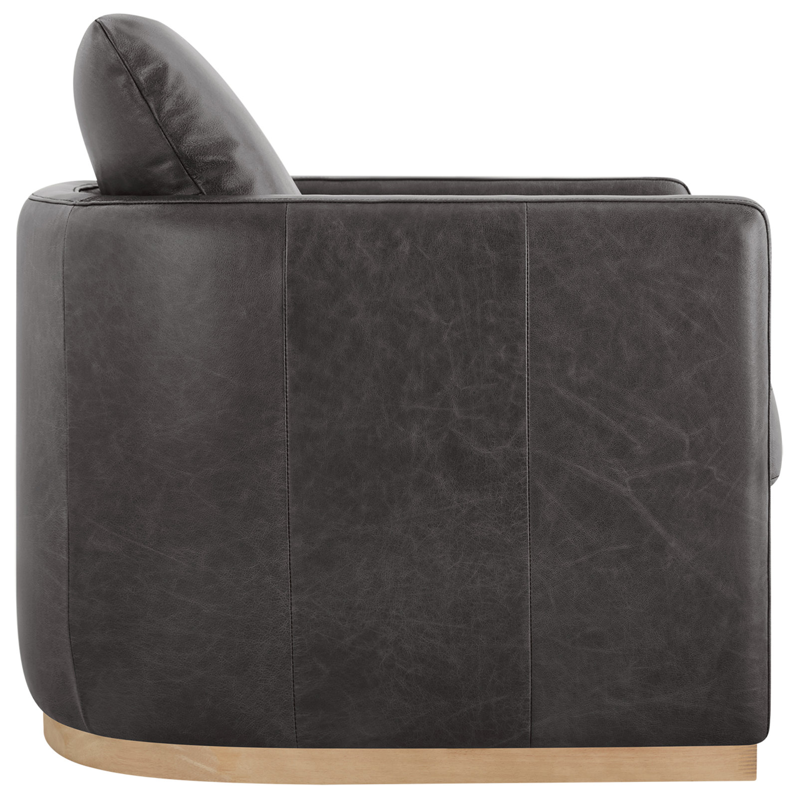 Bobbi Genuine Leather Swivel Armchair, Marseille Black Top Grain Leather