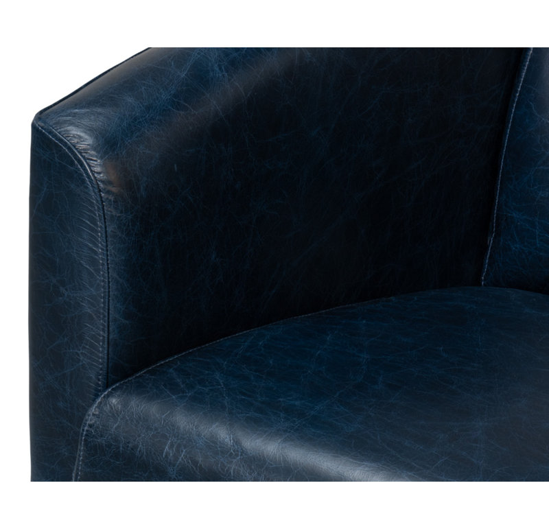 Mandy Armchair, Dark Blue Genuine Leather