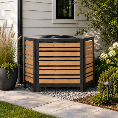 3-panel Outdoor Air Conditioner Fence Screen, Wood Ac Unit Privacy Fence For Patio, Backyard, Garden And Pool Equipment