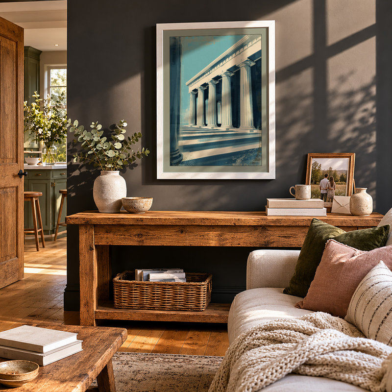 Columns and Sky Modern - Framed Print, A2 - 59.4 x 42.0 cm, White