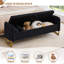 Banc de rangement rembourré de 66 po de hauteur avec des pieds dorés, une poche pour accoudoirs et 2 coussins-346524065-343922331