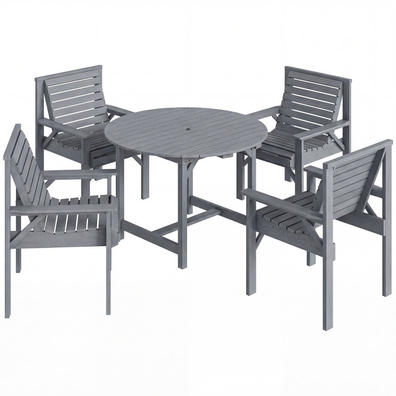 Fir Solid Wood Patio Dining Set Table,