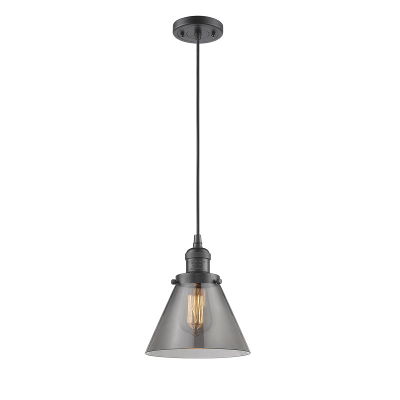 Luminaire suspendu conique à 1 lumière Parkview, H 9,13 po x l 6,25 po x P 6,25 po, Fumée, Bronze huilé