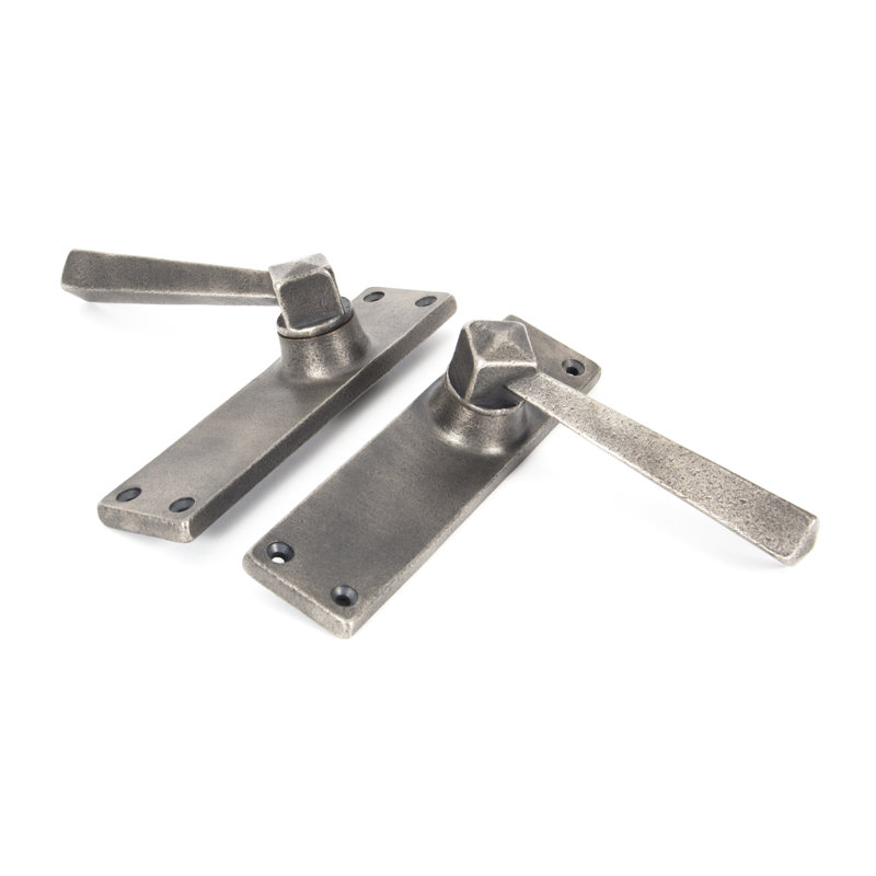 Straight Lever Latch Set, Antique Pewter