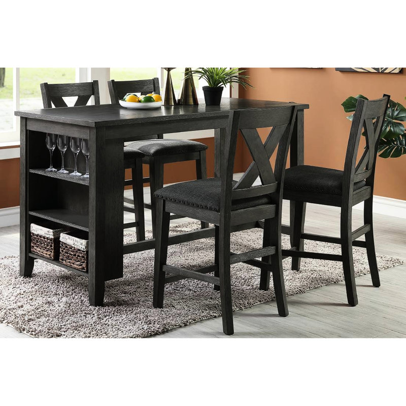 2 chaises de salle à manger à hauteur de comptoir grises, dossier en X avec assise coussinée, chaise en bois massif pour chaises modernes, hauteur, gris, dossier, assise relaxante (2