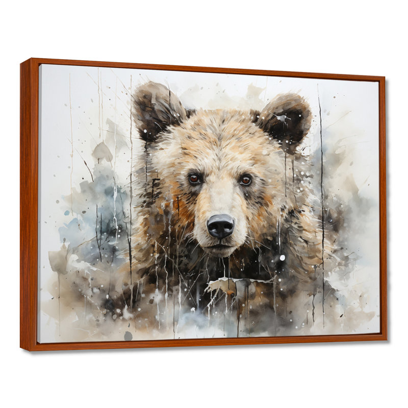 Ours en portrait - Minimalisme, impressions encadrées, H 12 po x l 20 po x P 1 po, Cadre flottant brun