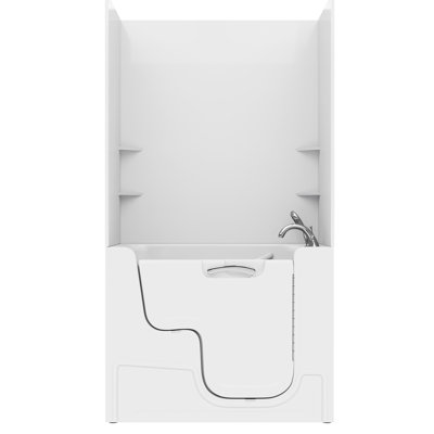 Tub'n Wall Series 29" x 53" Right Side Drain Soaker Bathtub in White with Matching Smooth Shower Wall Kit