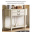 Console d'entrée incurvée de style antique avec tiroirs crème-741576893