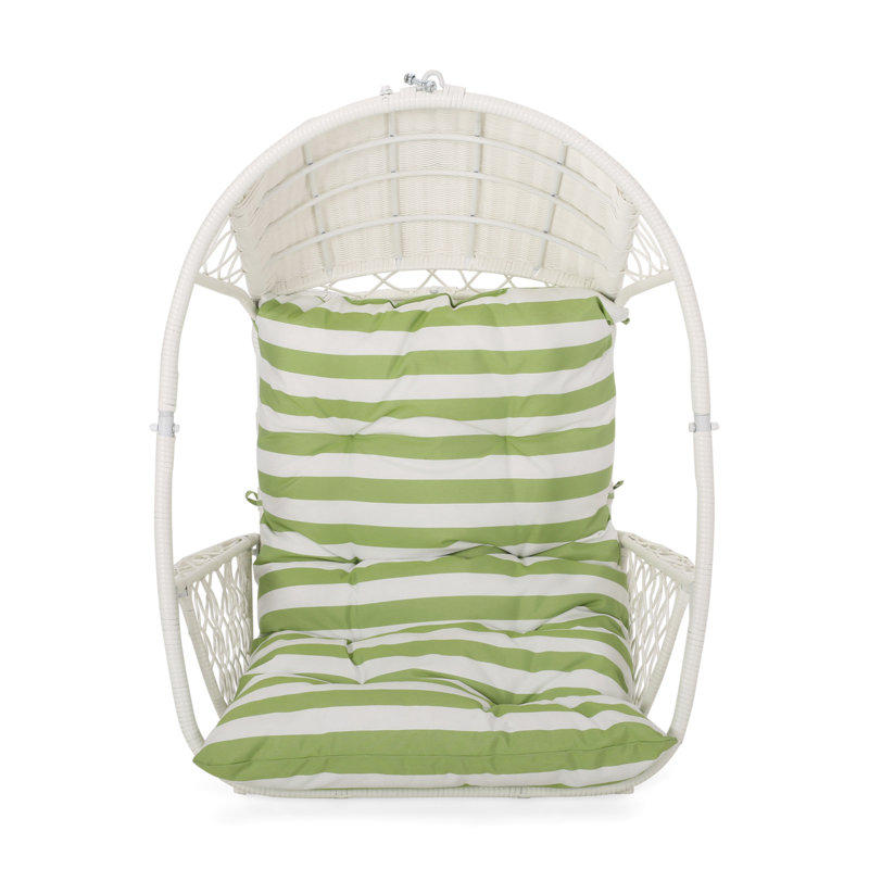 MALIA HANGING CHAIR, Green Cushion/White Frame
