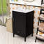 Meuble-lavabo contemporain en bois avec lavabo en céramique lisse, porte à fermeture en douceur et tiroir de rangement-637450139