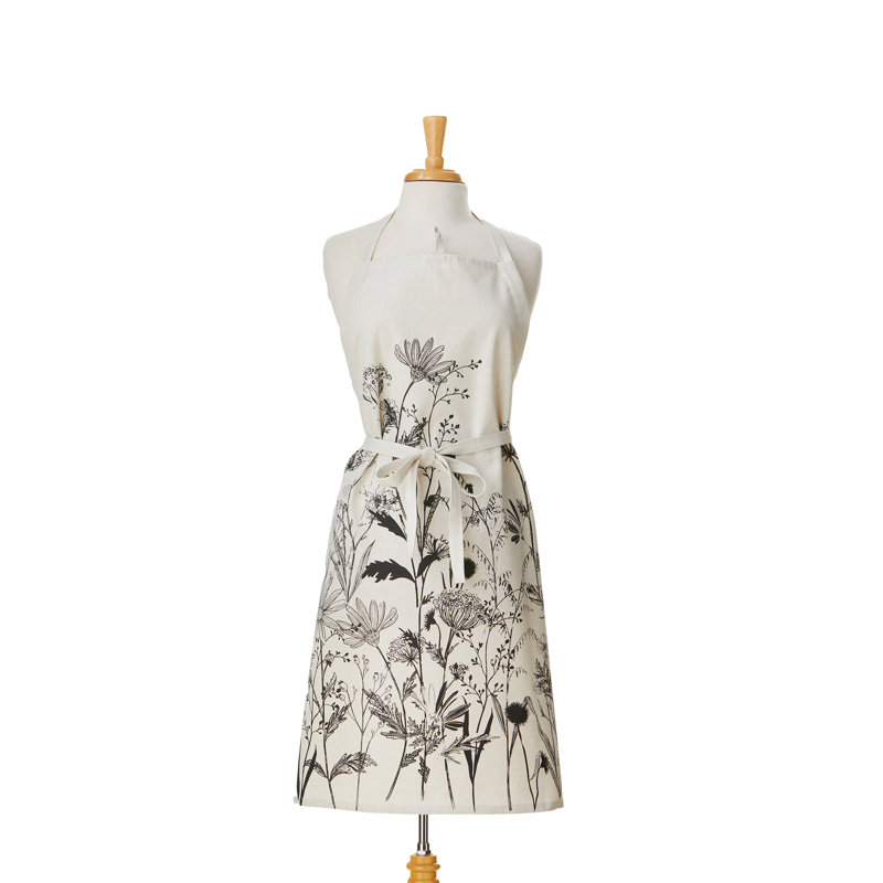 Black Botanical Kitchen Apron - Stylish Cooking Apron for Everyday Use, Machine Washable