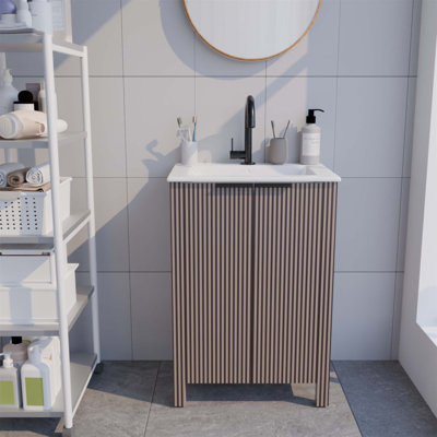 Ensemble de meuble-lavabo moderne de 30 pouces avec 2 portes et plateau en résine, écologique et durable