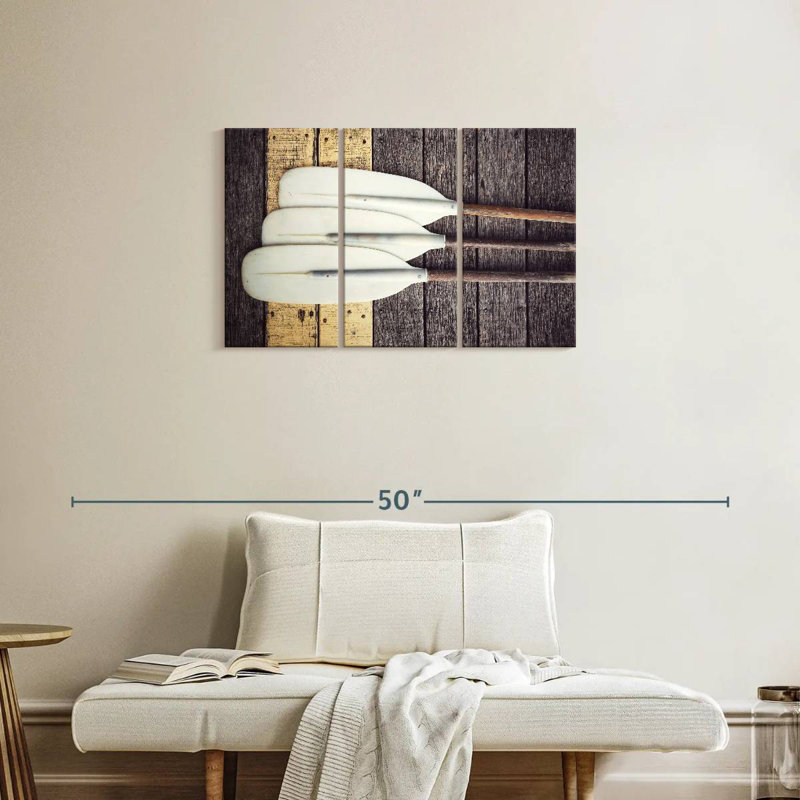 Sireci Three White Paddles, 20" H x 33" W