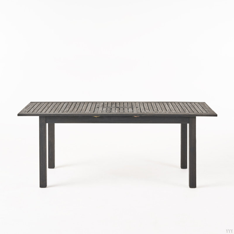 Outdoor Expandable Acacia Wood Dining Table, Dark Gray