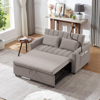 Canapé-lit confortable avec trois ports USB, deux poches latérales et un canapé-lit moderne pour le salon
