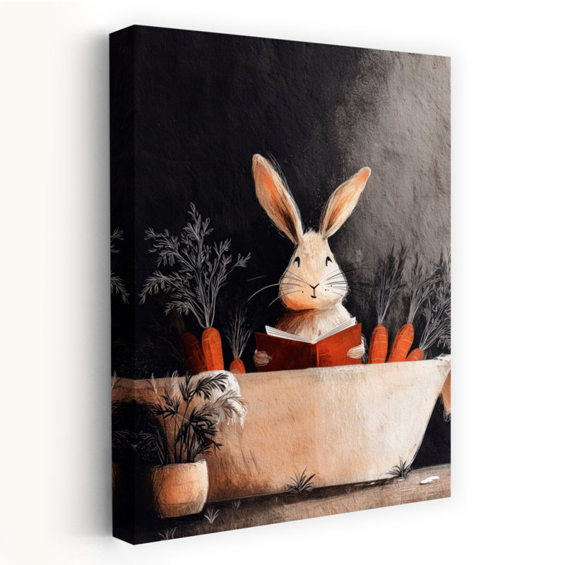 Rabbit In Bathtube 1 by Justyna Jaszke - Wrapped Canvas Print, 45.72 cm H x 30.48 cm W