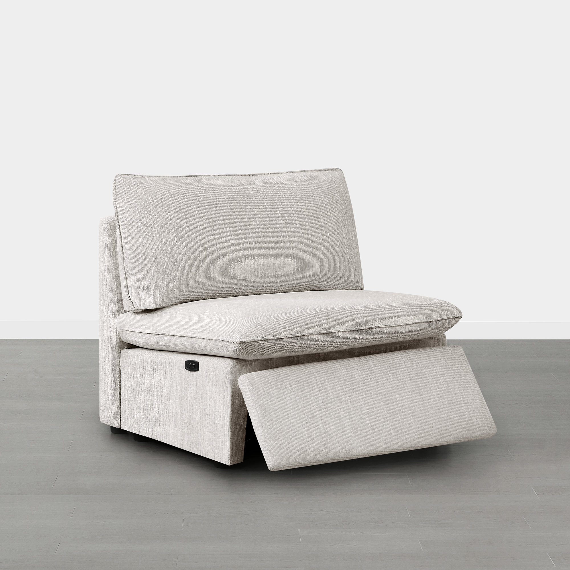 Greylan Power Reclining Armless Chair, Light Gray Polyester