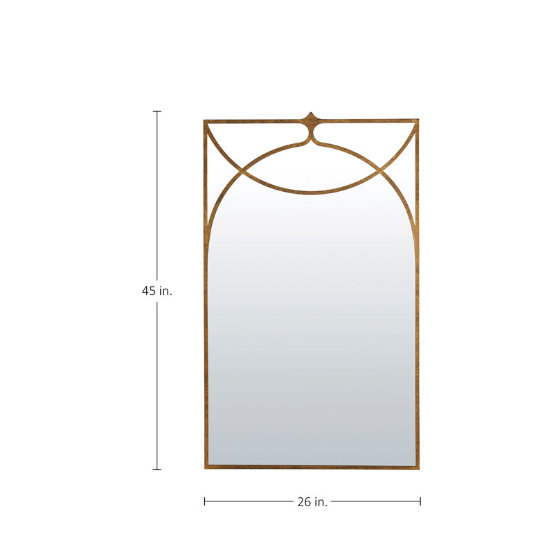 Swan Rectangle Metal Wall Mirror, Gilded Gold
