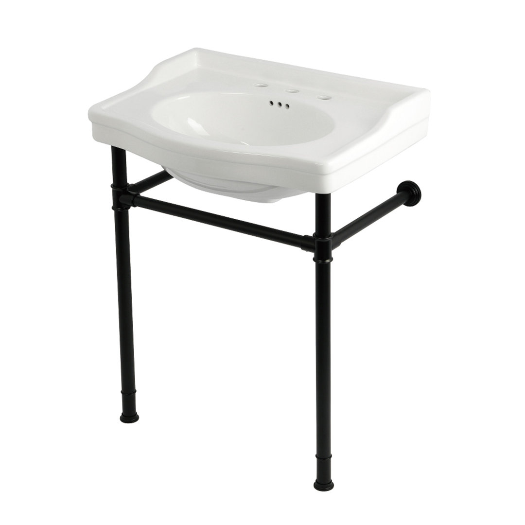 Kingston Brass Victorian 30-Inch Ceramic Console Sink with Stainless Steel Legs (8-Inch, 3-Hole) Kingston Brass 