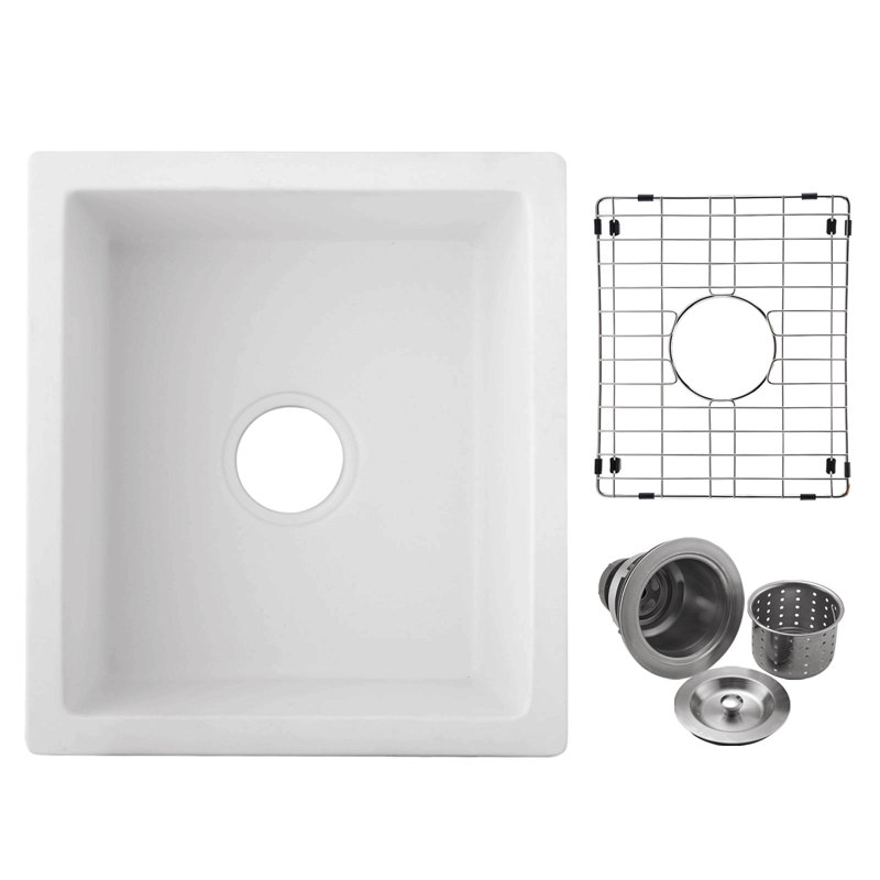 Évier de bar encastrable avec filtre à panier 13,77 po Quartz