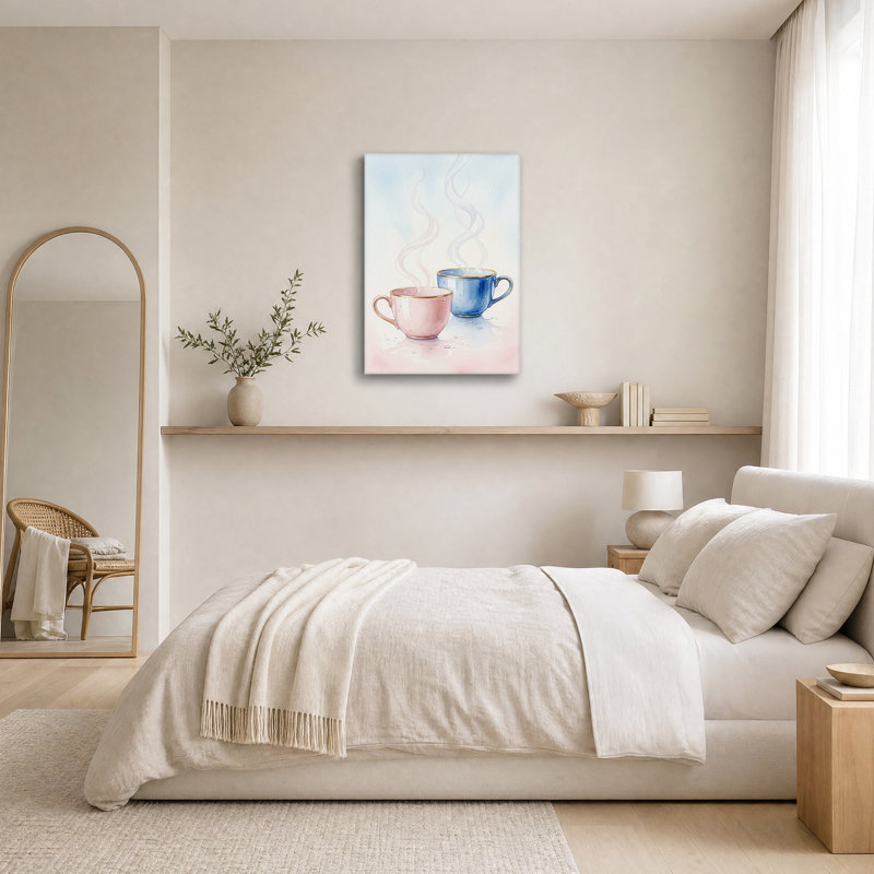 Art mural sur toile rose et bleu, H 30 po x l 20 po
