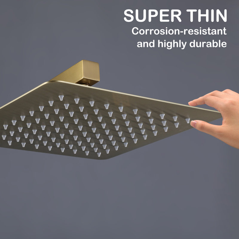 Rain Adjustable Shower Head 2.0 GPM GPM, Brushed Gold