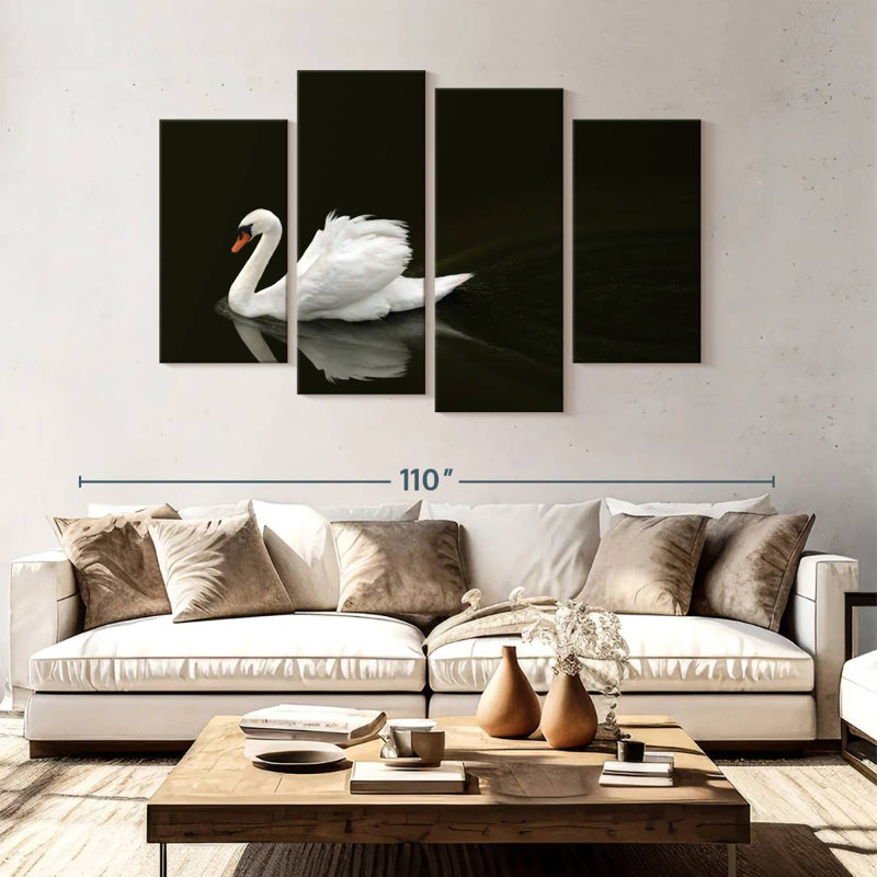 Brampt White Swan Elegance, 54" H x 84" W