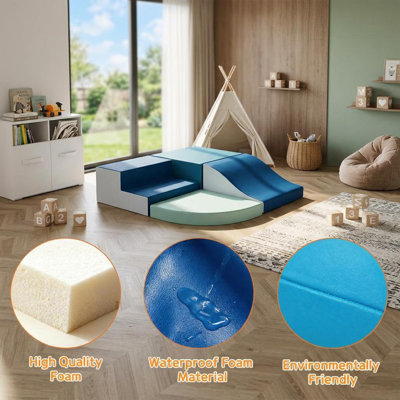 Ensemble de blocs d'escalade en mousse souple 4 pièces pour tout-petits avec construction en flanelle et en mousse, jeu d'intérieur rampant et coulissant pour enfants et enfants d'âge préscolaire