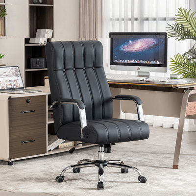 Fauteuil de direction ergonomique capitonné en similicuir à haut dossier