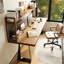 Bureau noyer + bois massif rectangulaire noir + fer-2100937784
