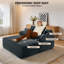 Très grand canapé-lit en velours côtelé, siège profond multi-positions avec 3 coussins assortis, structure robuste pouvant supporter jusqu'à 500 lb, installation sans outil pour le salon et la chambre à coucher - gris