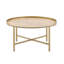 Table basse avec plateau en chêne et or