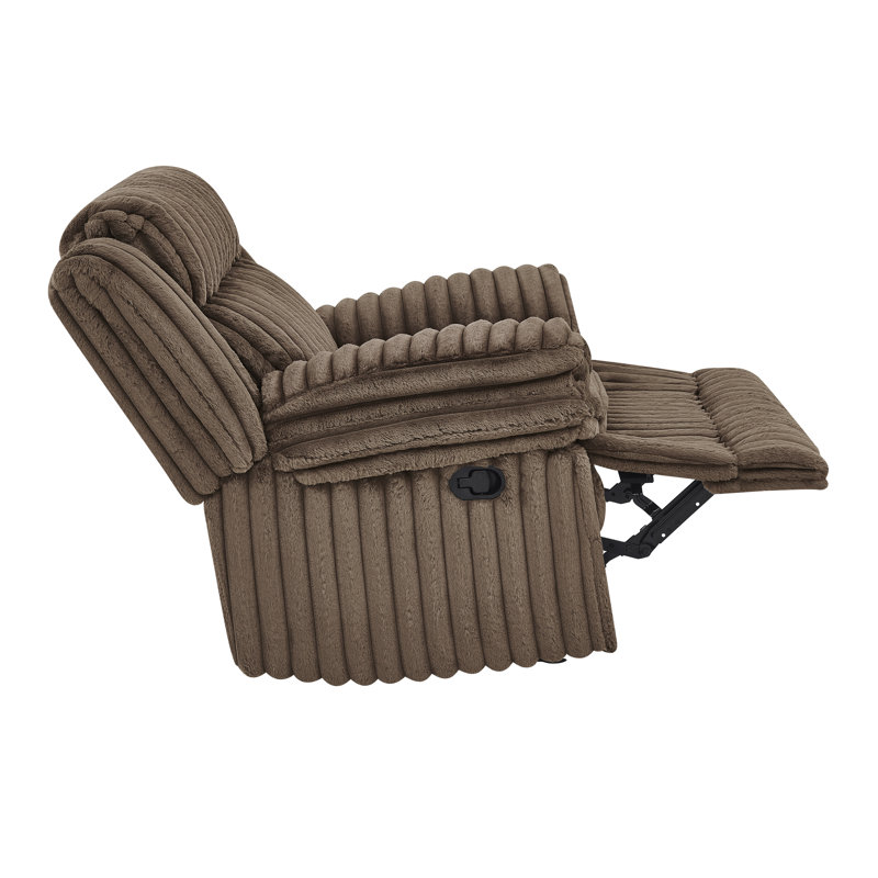 Roundhill Furniture Ardello 3-Piece Reclining Sofa Set, Corduroy Upholstery, with Built-In Power Center, and Storage Console, Chocolate
