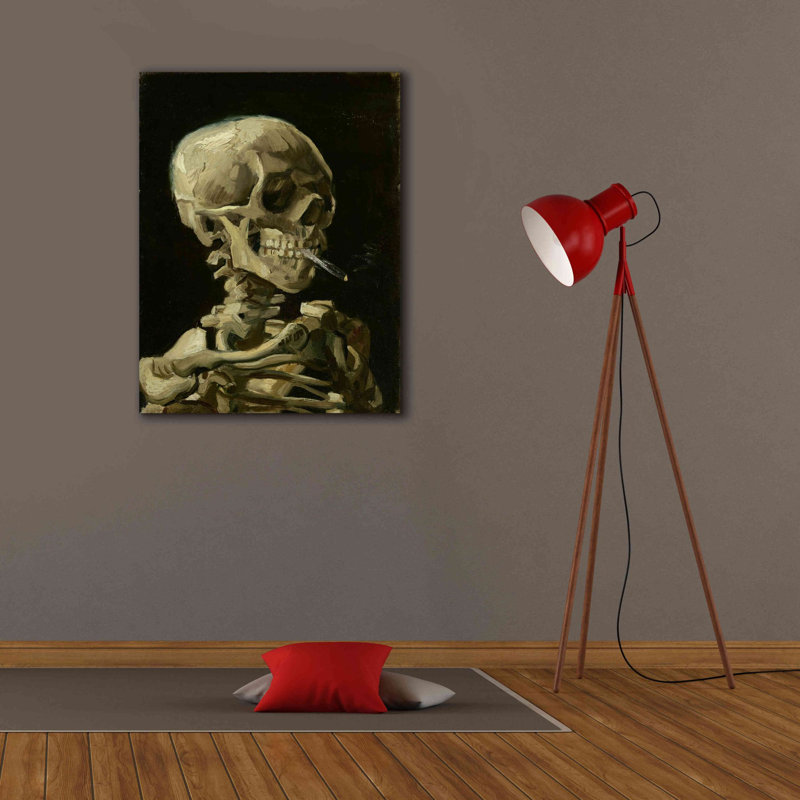«Head of a Skeleton with a Burning Cigarette» par Vincent van Gogh, art mural sur toile, H 34 po x l 26 po