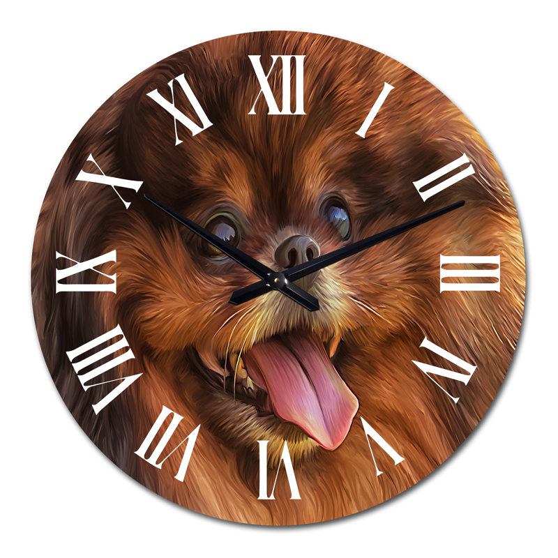 Dessin de chien Poméranien allemand - Horloge murale traditionnelle, Moyen