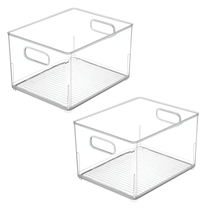 Petit bac de rangement en plastique empilable avec poignées - Organisateur pour comptoir ou meuble-lavabo