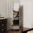 360° Rotating Full Length Mirror, Multifunctional Floor Mirror With Hook Storage Rack And Coat Rack, Black-547278412-802491371