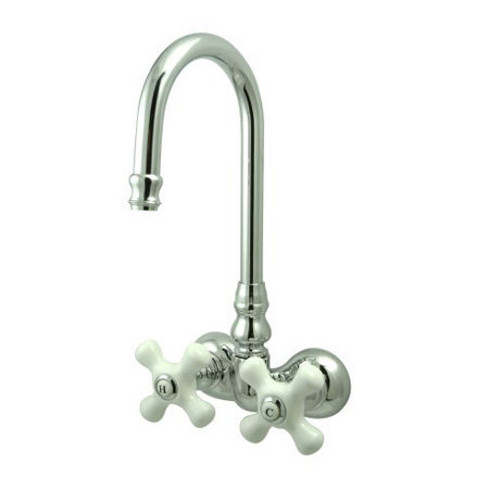 Hot Springs Double Handle Wall Mounted Clawfoot Tub Faucet, Chrome