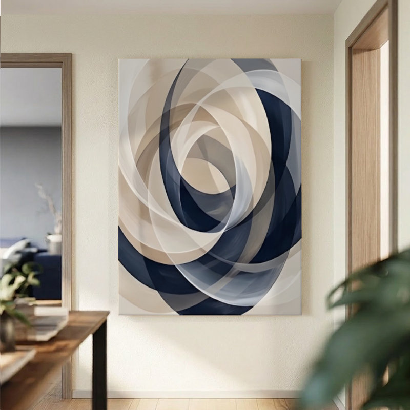 Peinture abstraite moderne, tourbillons dynamiques, impression sur toile encadrée