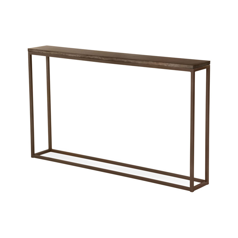 Chaplin 54'' Solid Wood Top Console Table, Cashew, Antique Pewter