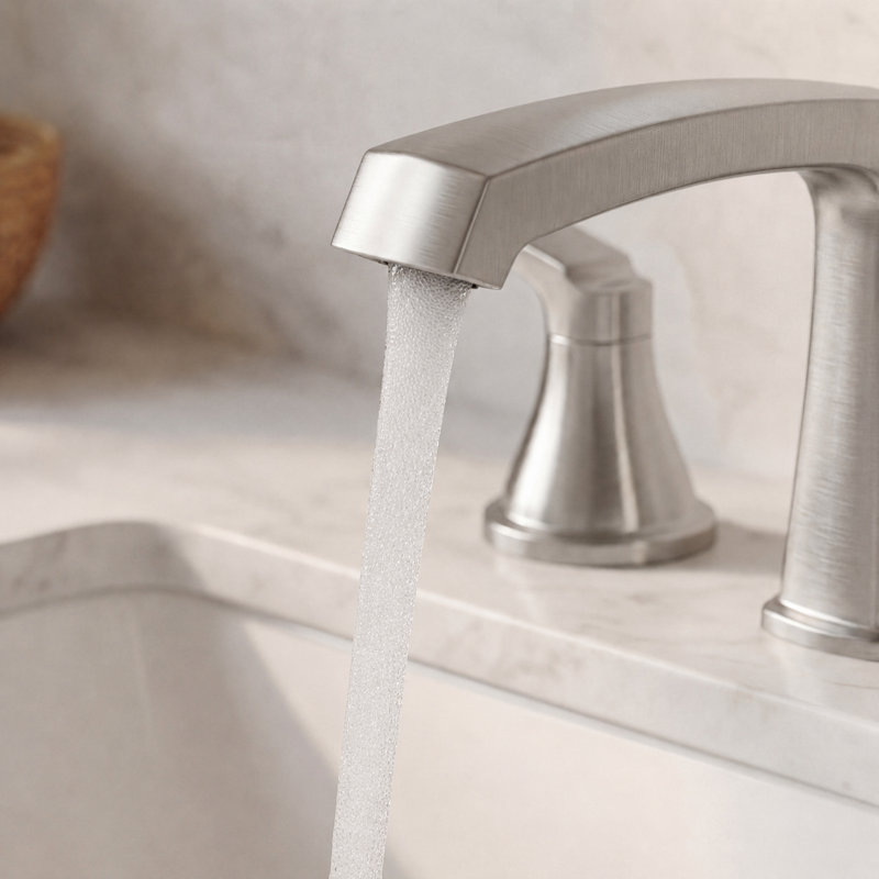 Robinet de lavabo de salle de bain à 3 trous Waterfall en nickel brossé, Nickel brossé