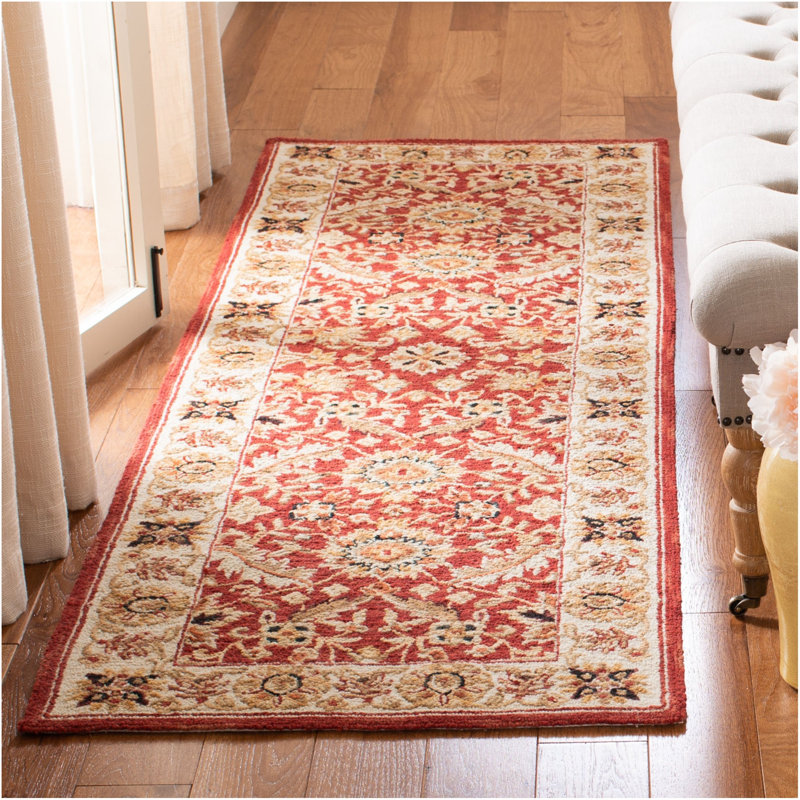 Tapis oriental en laine crocheté à la main Caleb, Tapis de couloir 2 pi 6 po x 12 pi