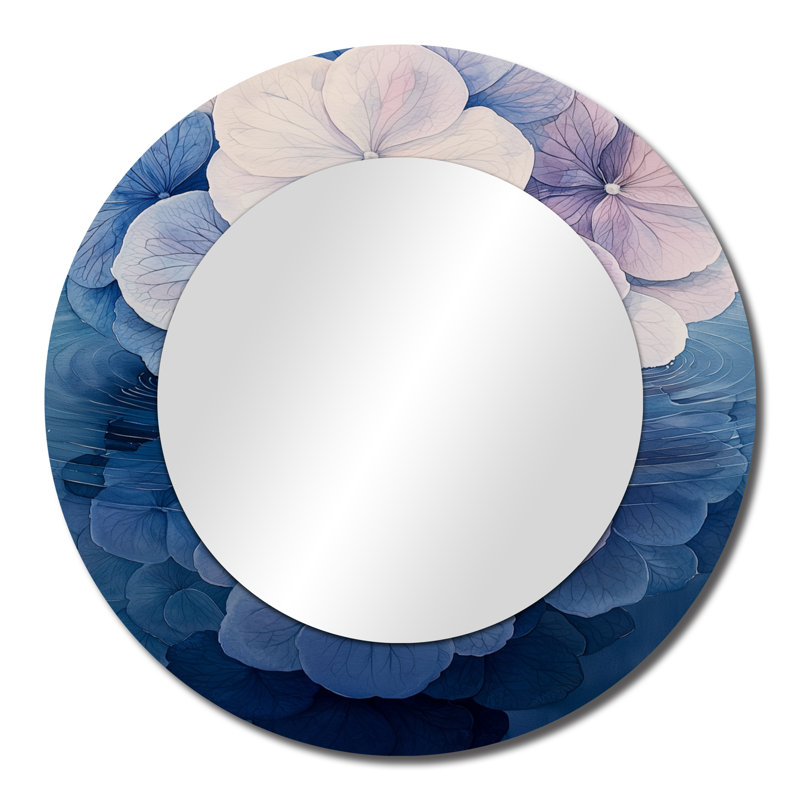 Hydrangea Ripple Effect - miroir décoratif traditionnel, impression sur métal, 23 po x 23 po