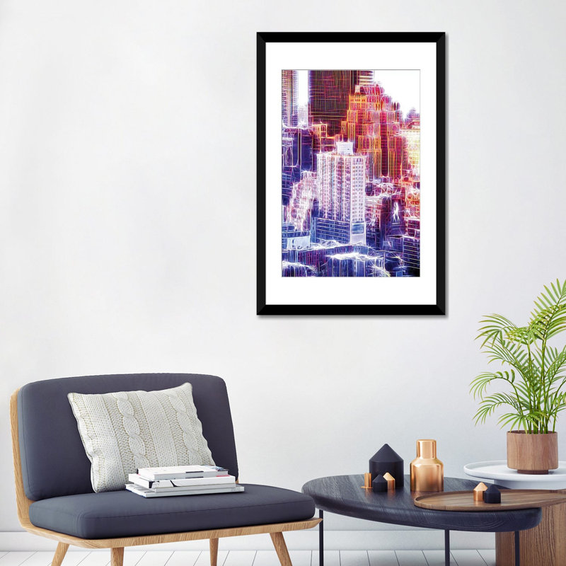 « new yorker », impression sur toile, H 32 po x l 24 po x P 1 po, Papier d'art encadré noir, Blanc