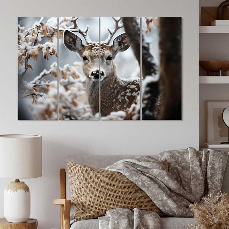 «Winter Deer», photographie monochrome I - animaux, ensemble d'art mural en métal
